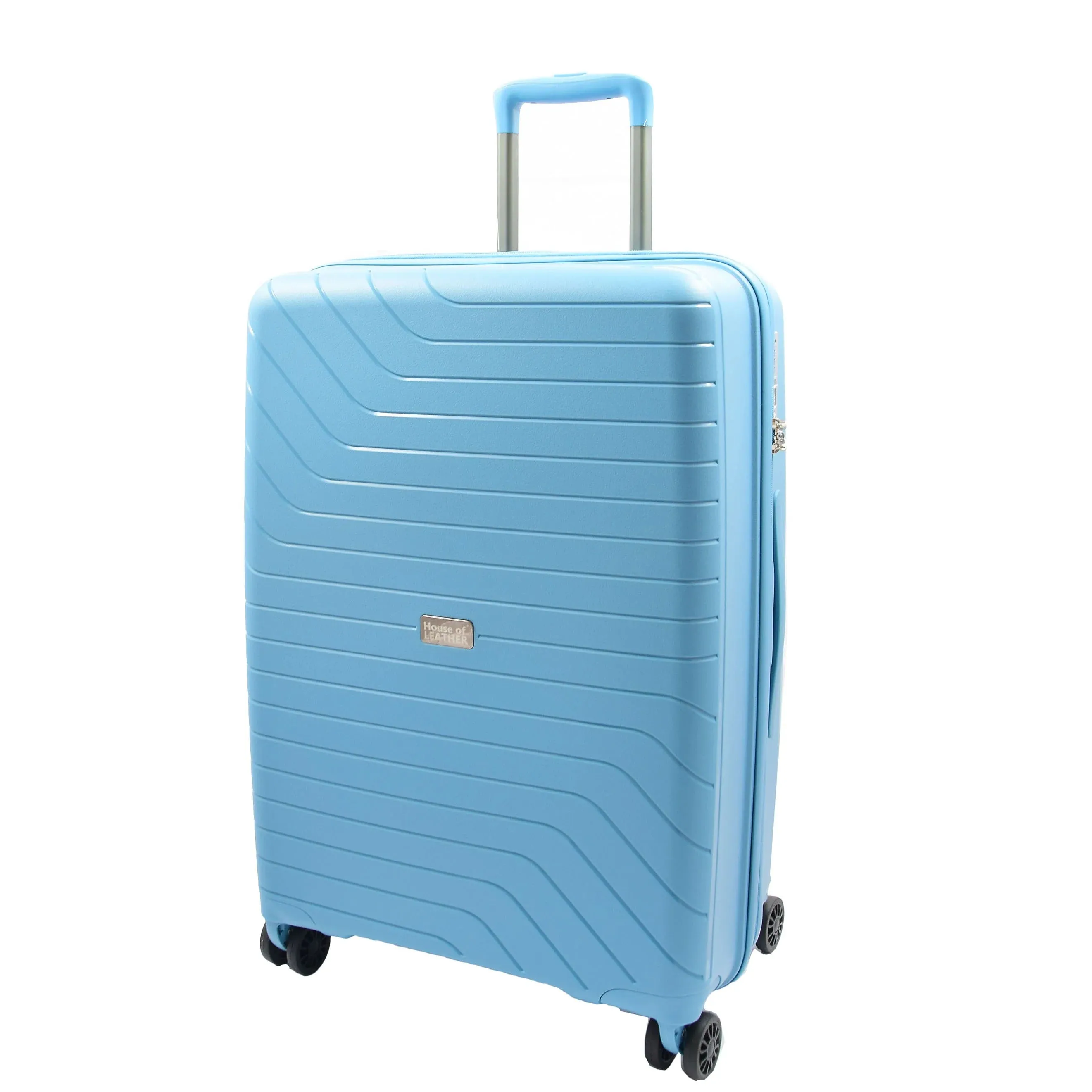 DR525 Expandable Hard Shell PP Luggage Travel Suitcase Bags with 4 Wheels Blue