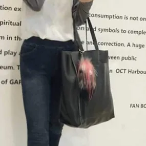Hairball Embellished Open Tote Bag - Black