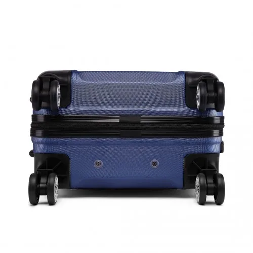 Kono ABS Sculpted Horizontal Design 24 Inch Suitcase - Navy Blue | Lightweight & Durable Travel Luggage