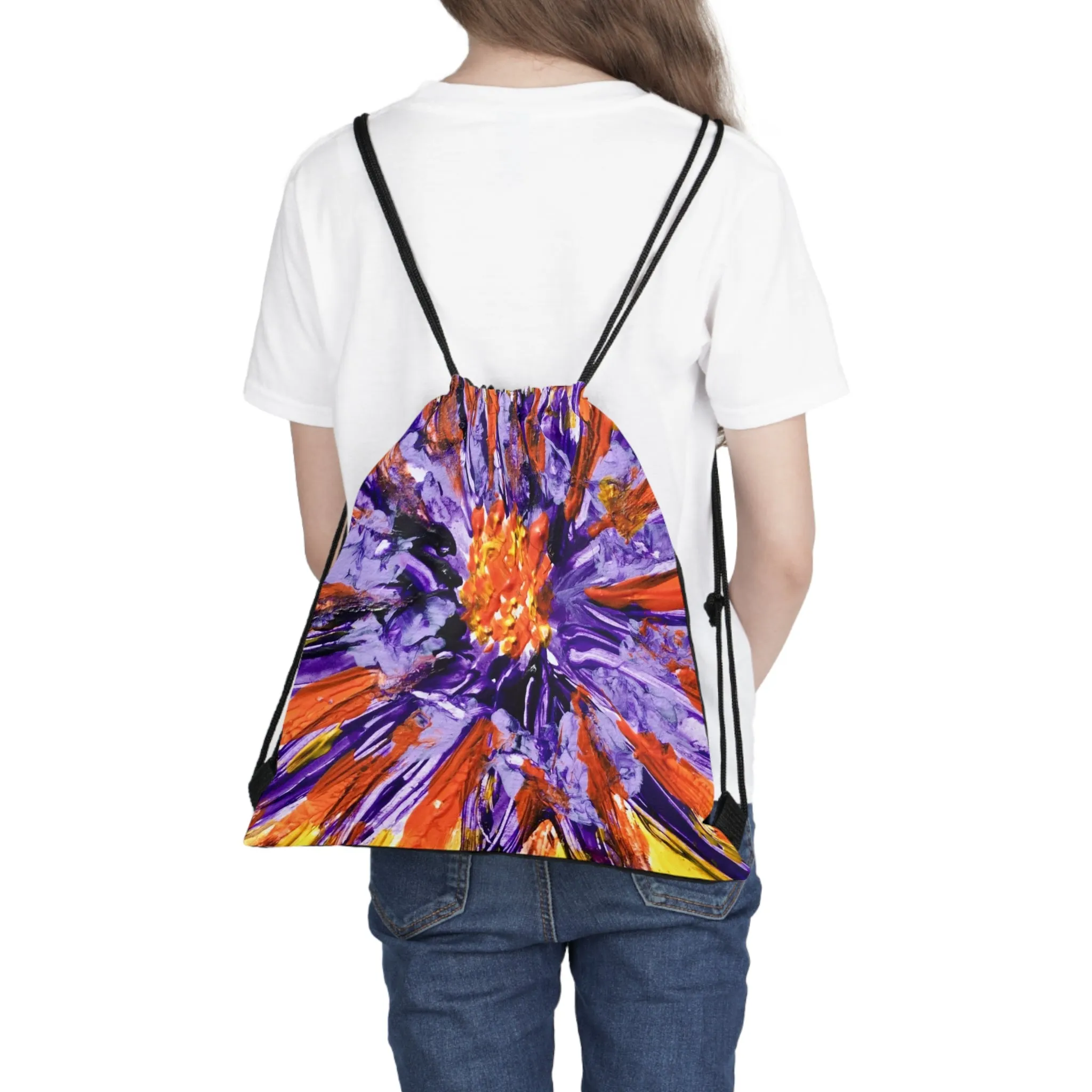 Purple Burst Outdoor Drawstring Bag