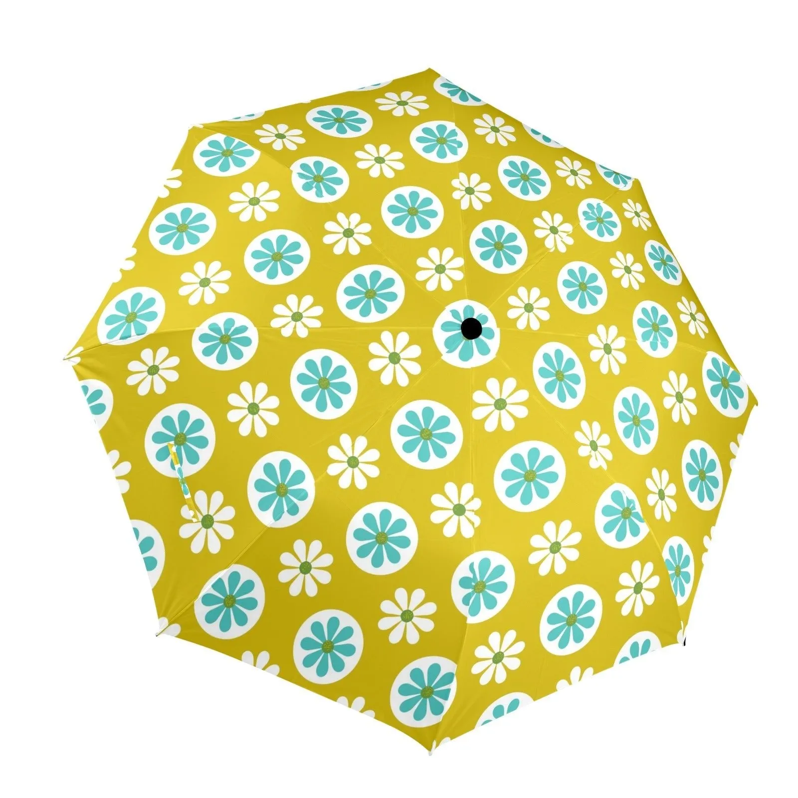Retro 60s Flower Power Mod Daisy Umbrella, Mid Century Modern Rain Gear