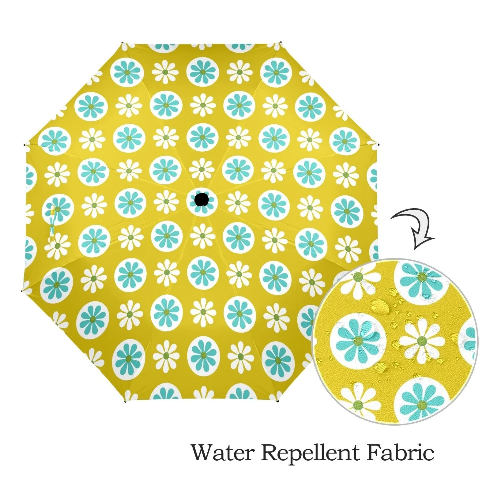 Retro 60s Flower Power Mod Daisy Umbrella, Mid Century Modern Rain Gear
