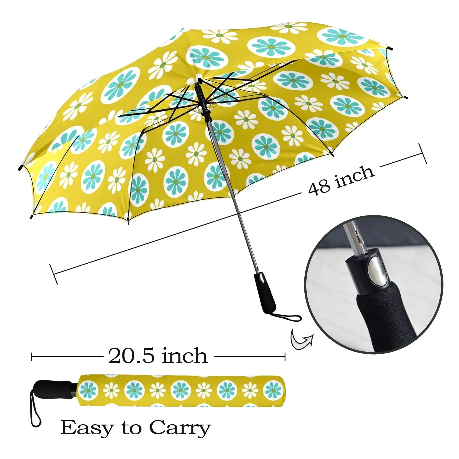 Retro 60s Flower Power Mod Daisy Umbrella, Mid Century Modern Rain Gear