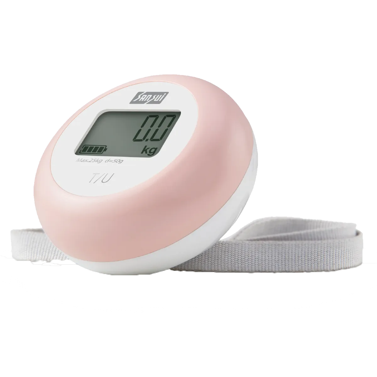 Sansui Electronics Battery-Free Portable Digital Luggage Scale with Nylon Strap (35 kg, White-Pink)