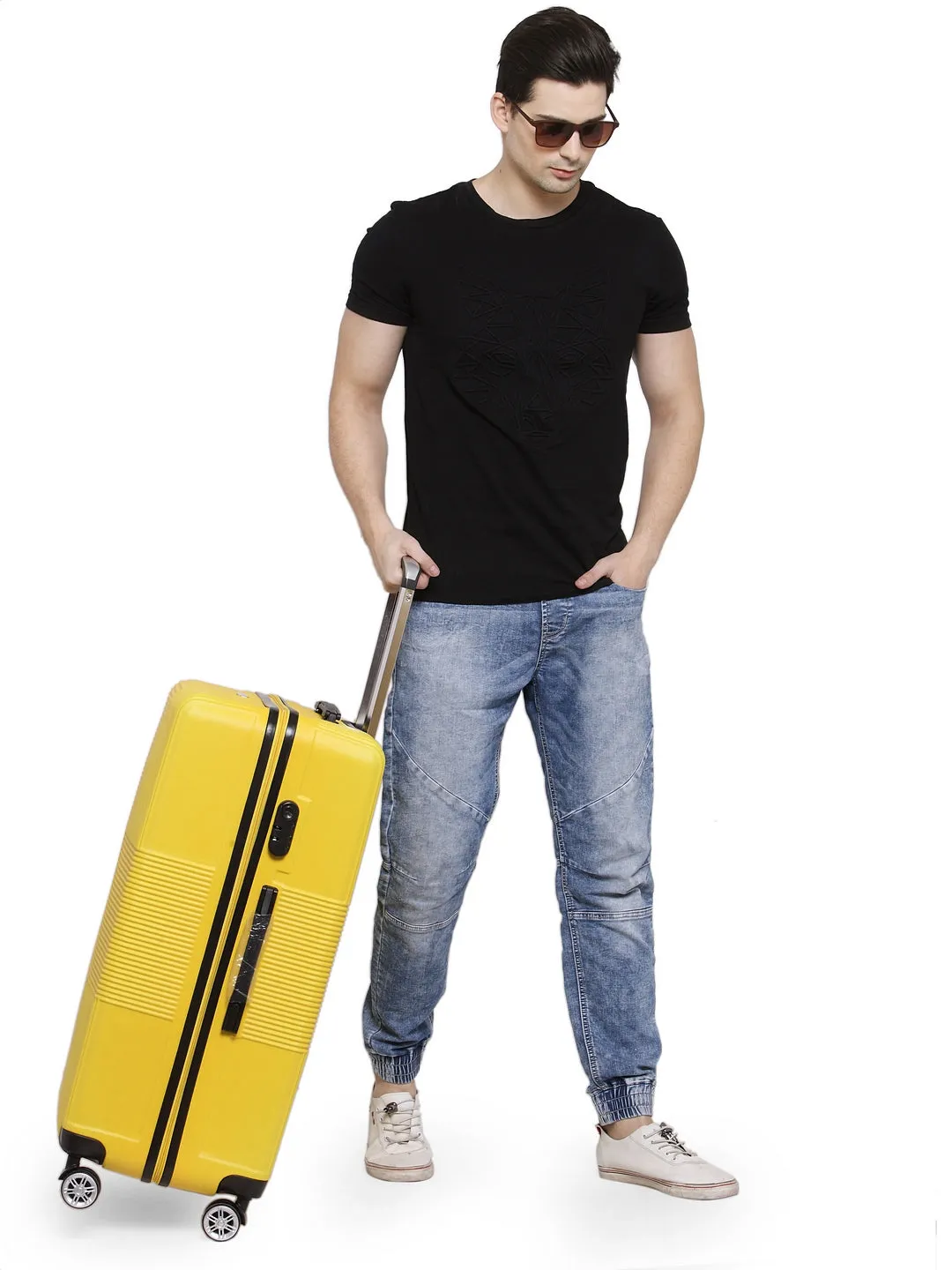 Teakwood Unisex Yellow Trolley Bag - Small